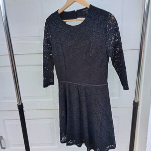 Victoria's Secret Lace Black Fit and Flare Long 3/4 Sleeve Dress